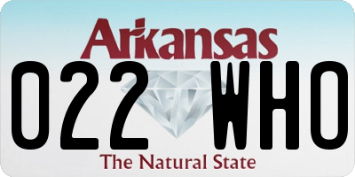 AR license plate 022WHO