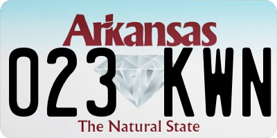 AR license plate 023KWN