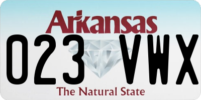 AR license plate 023VWX