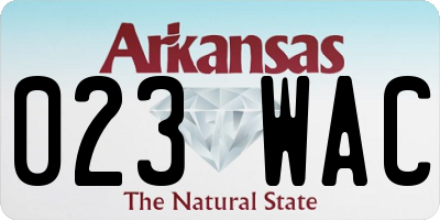 AR license plate 023WAC