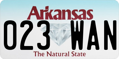 AR license plate 023WAN