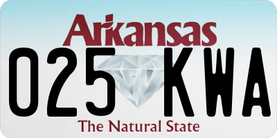 AR license plate 025KWA