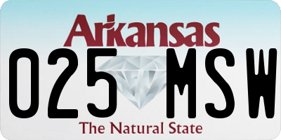 AR license plate 025MSW