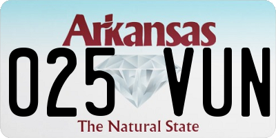 AR license plate 025VUN