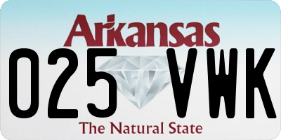 AR license plate 025VWK