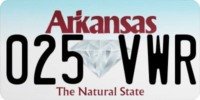 AR license plate 025VWR