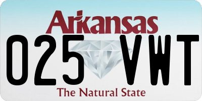 AR license plate 025VWT