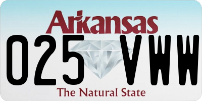 AR license plate 025VWW