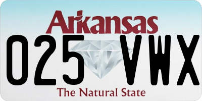 AR license plate 025VWX