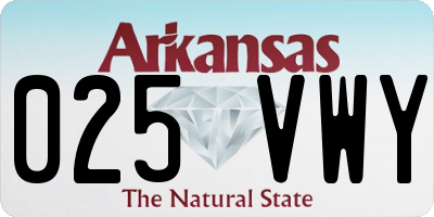 AR license plate 025VWY