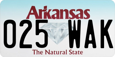 AR license plate 025WAK