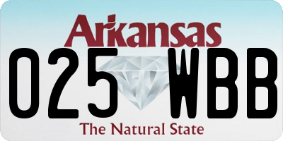 AR license plate 025WBB
