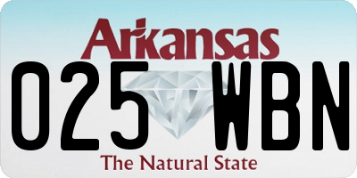 AR license plate 025WBN