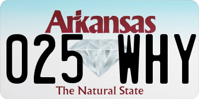 AR license plate 025WHY