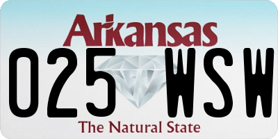 AR license plate 025WSW
