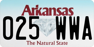 AR license plate 025WWA