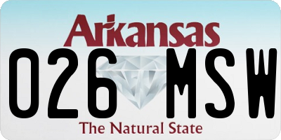 AR license plate 026MSW