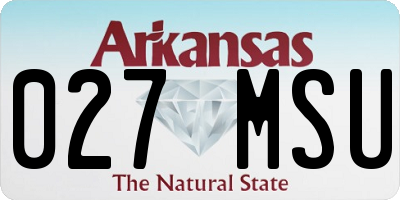 AR license plate 027MSU
