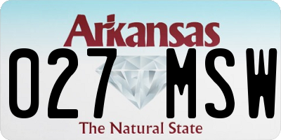 AR license plate 027MSW