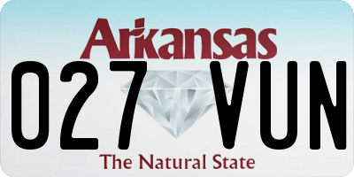 AR license plate 027VUN