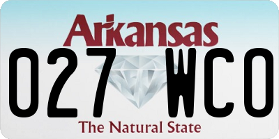 AR license plate 027WCO