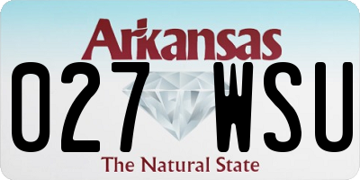 AR license plate 027WSU