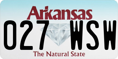 AR license plate 027WSW