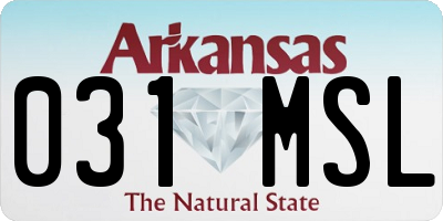 AR license plate 031MSL
