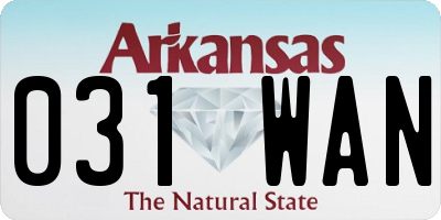 AR license plate 031WAN