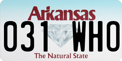 AR license plate 031WHO