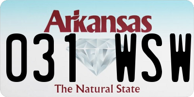 AR license plate 031WSW