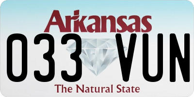 AR license plate 033VUN