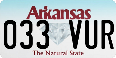 AR license plate 033VUR