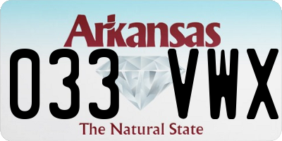 AR license plate 033VWX