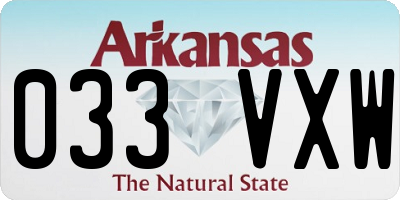 AR license plate 033VXW