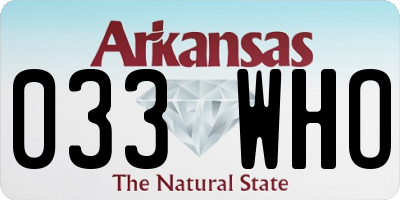 AR license plate 033WHO
