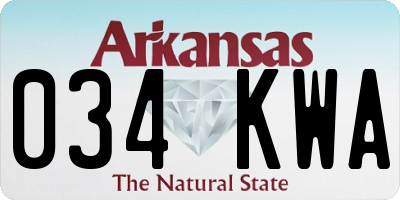 AR license plate 034KWA