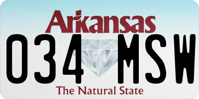 AR license plate 034MSW