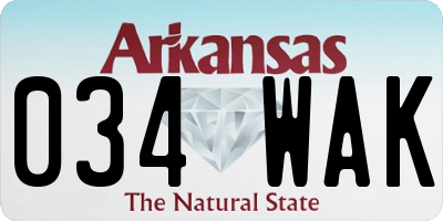 AR license plate 034WAK