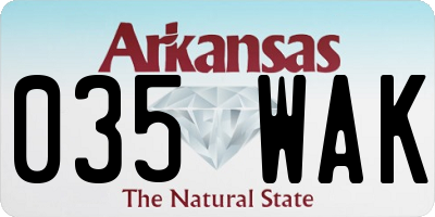 AR license plate 035WAK