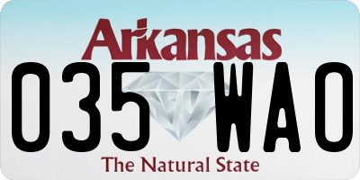 AR license plate 035WAO