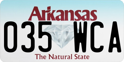 AR license plate 035WCA