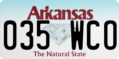 AR license plate 035WCO