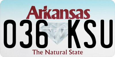 AR license plate 036KSU