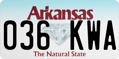 AR license plate 036KWA