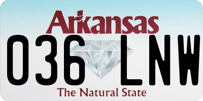 AR license plate 036LNW