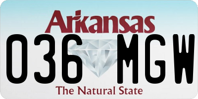 AR license plate 036MGW