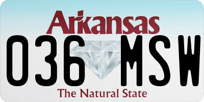 AR license plate 036MSW