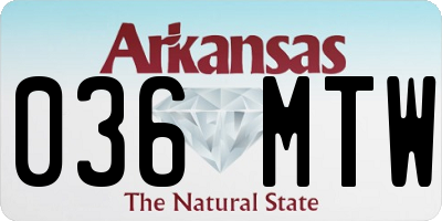 AR license plate 036MTW