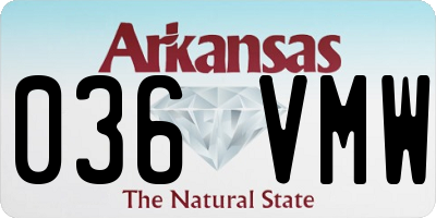 AR license plate 036VMW